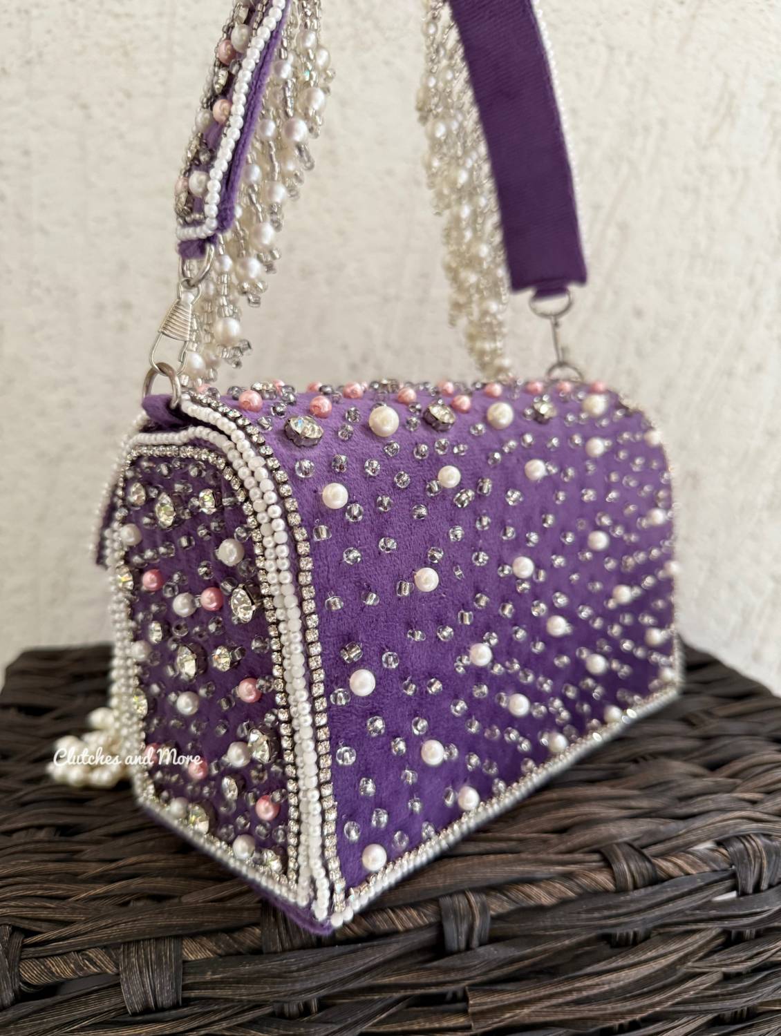 Premium Tassle Box clutch Purple