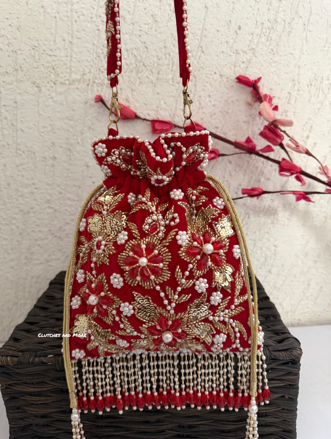 Mermaid Floral Potli Red