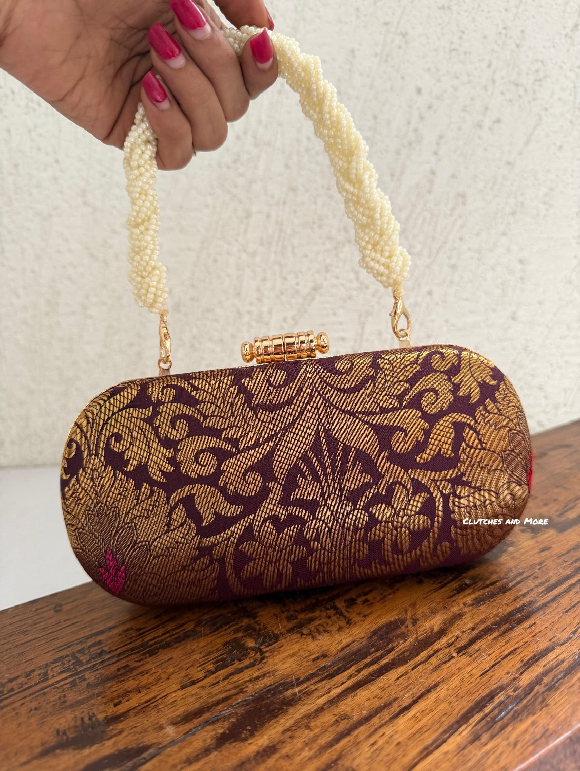 Adaa Banarsi Clutch Wine