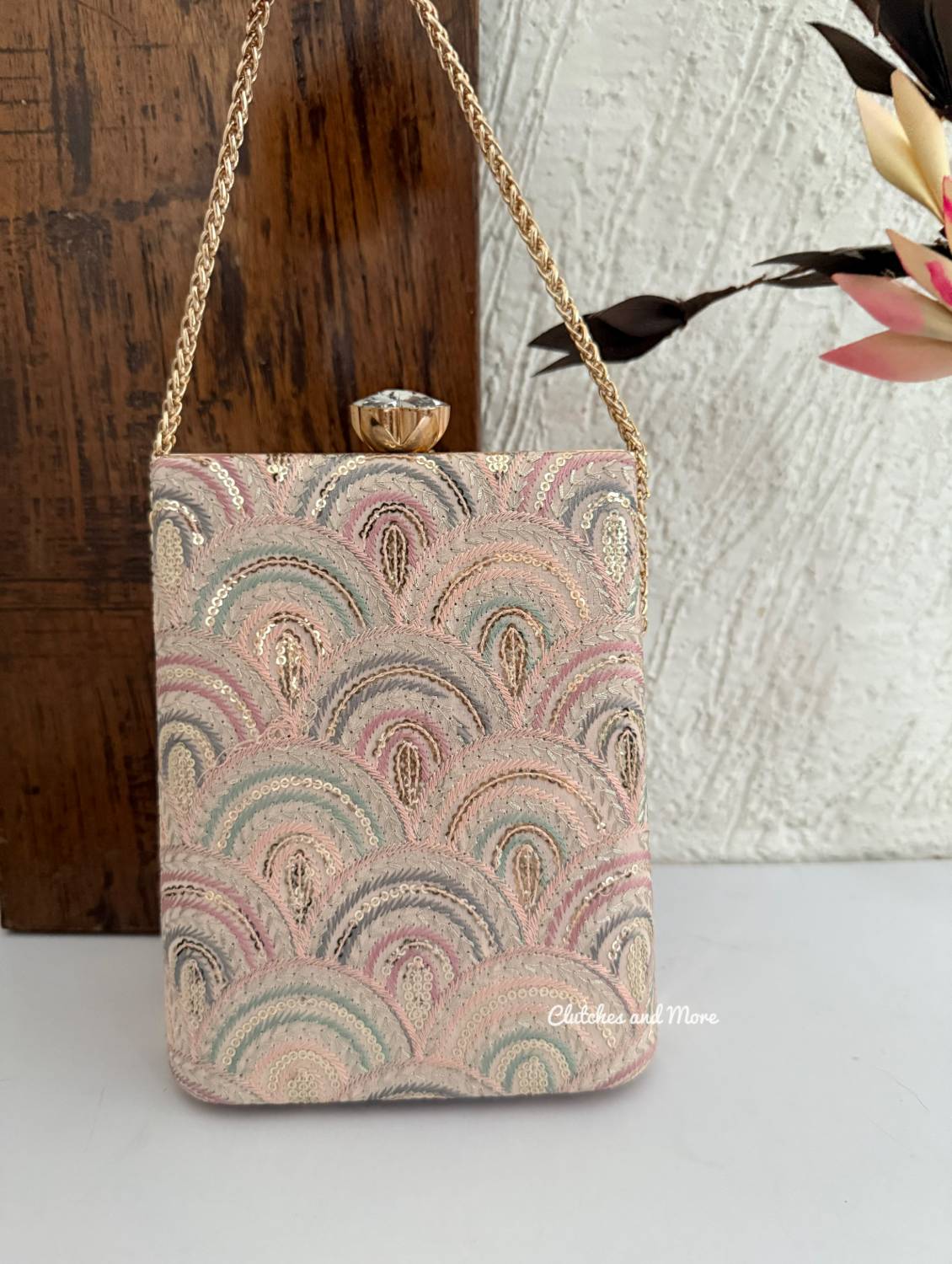Ibadat Chikankari Bag Peach