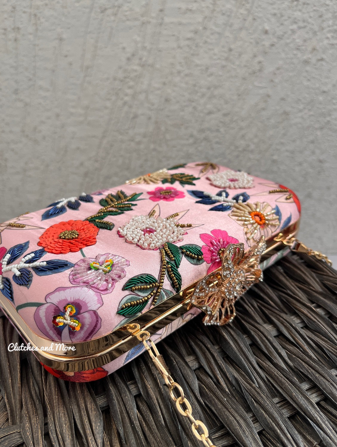 Poppy Multicoloured Pink Clutch