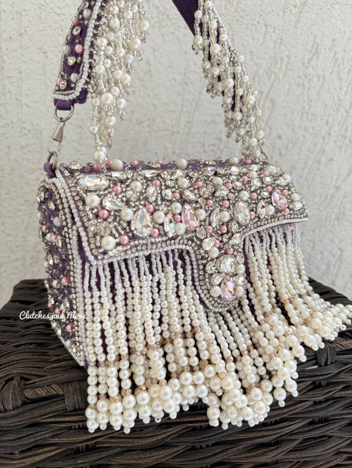 Premium Tassle Box clutch Purple