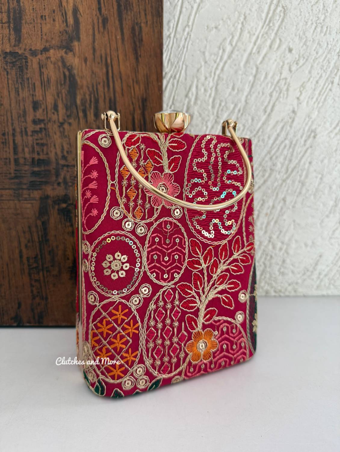 Ibadat Lakhnawi Chikankari Bag Red