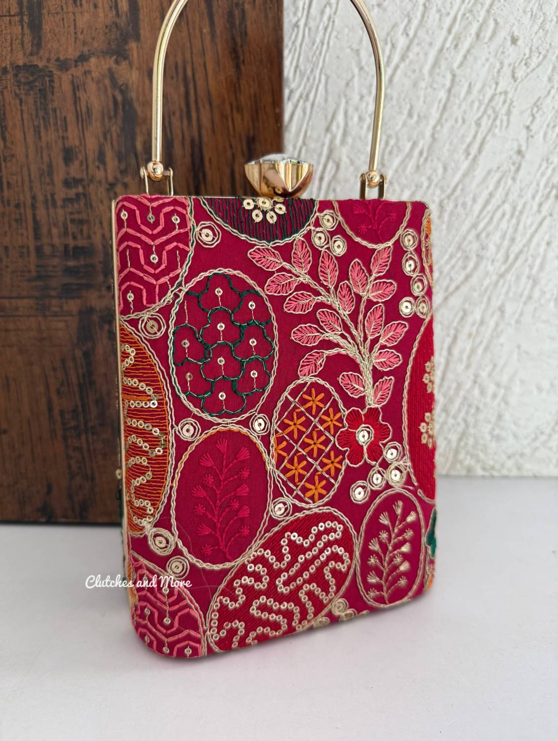 Ibadat Lakhnawi Chikankari Bag Red