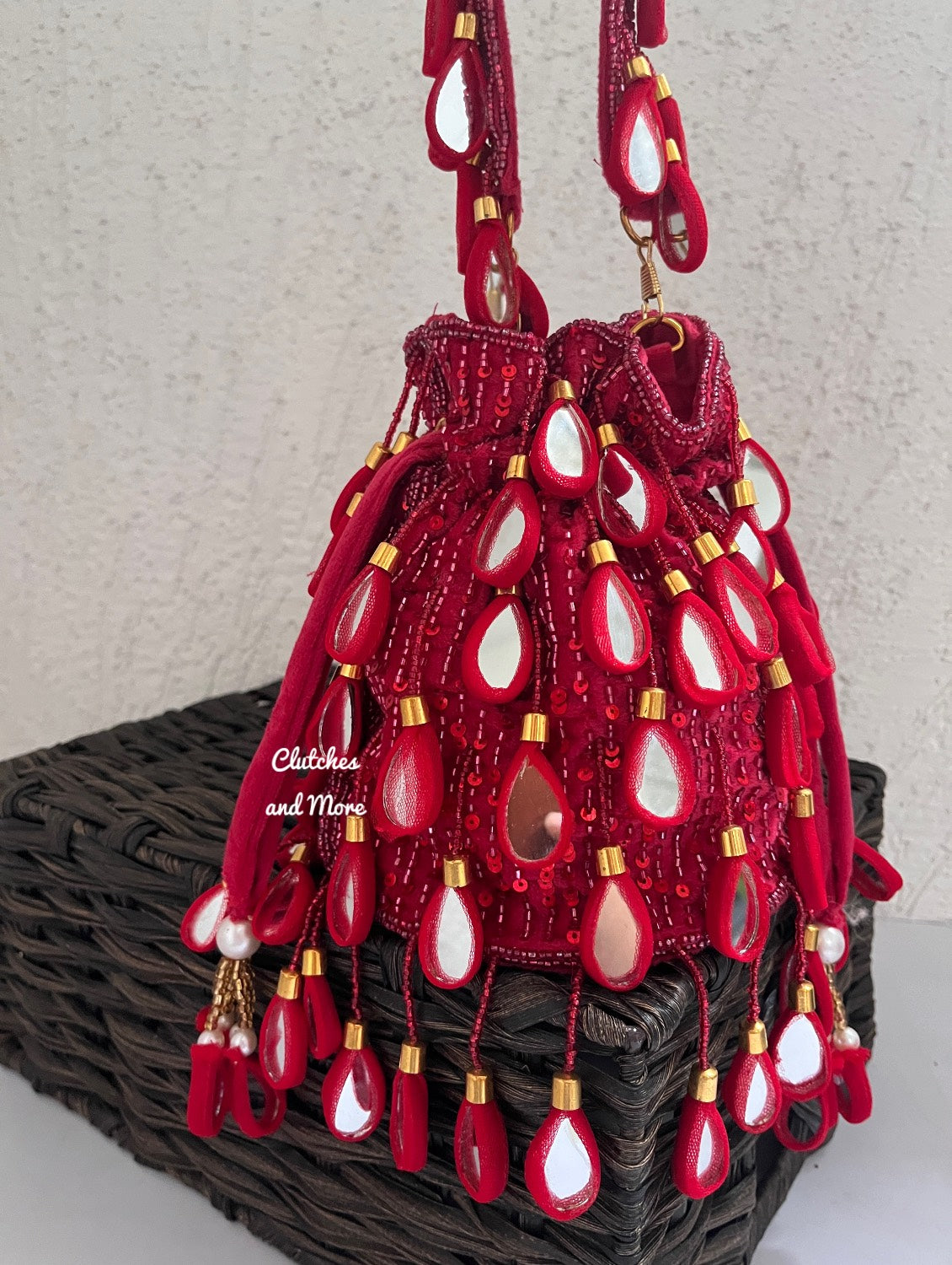 Premium Mirror Potli Red
