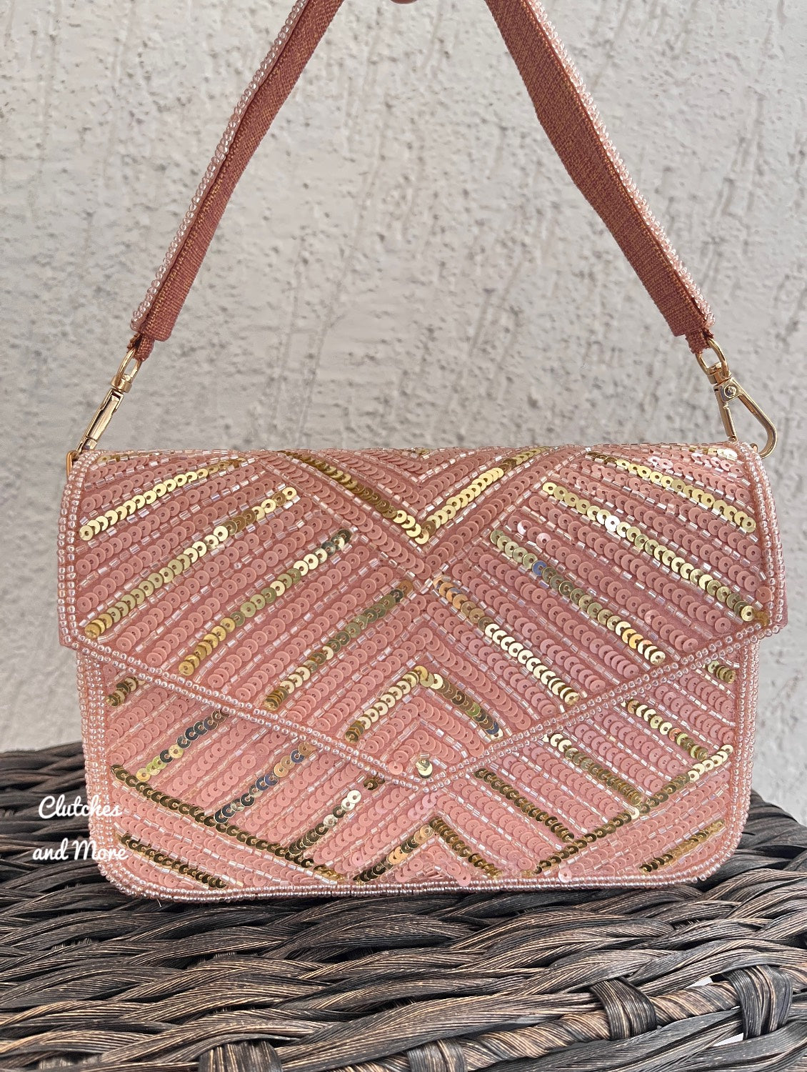 Scarlett Sequence Flap Bag Rose Gold