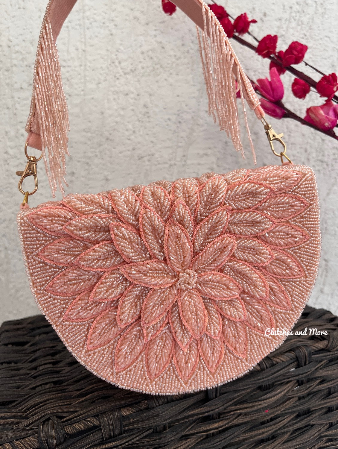 Luxury Rosetta Leaf Flap Bag Rose Gold