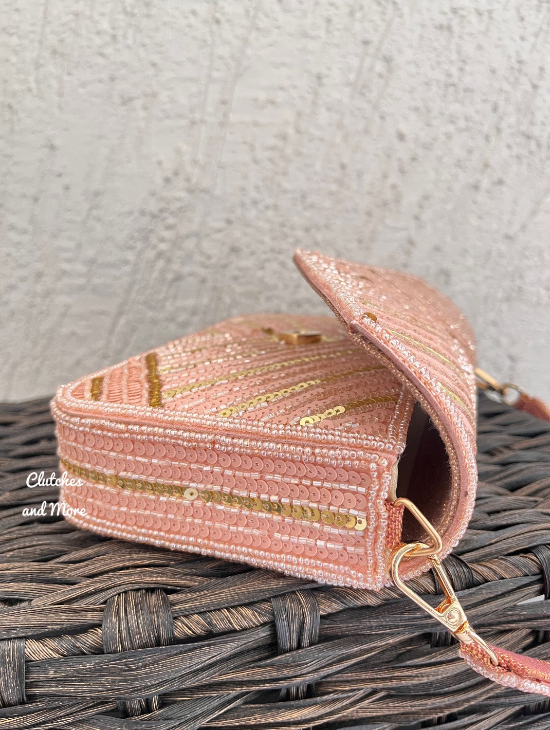Scarlett Sequence Flap Bag Rose Gold