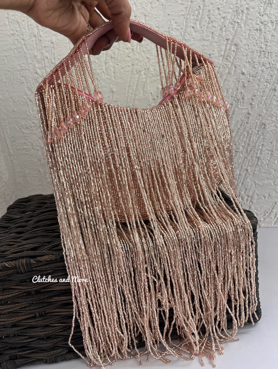 Luxe Moon Fringes Bag Rose Gold