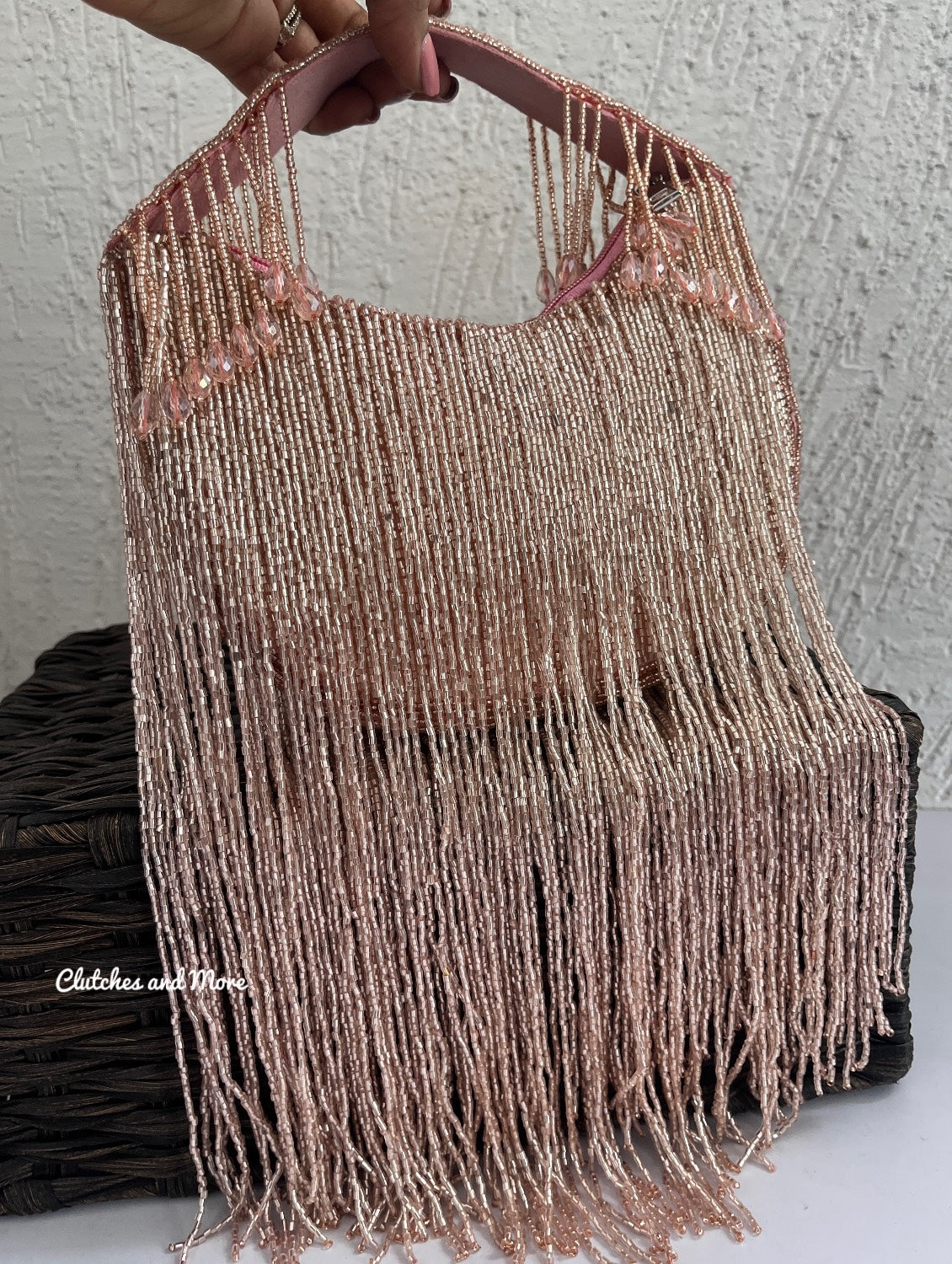 Luxe Moon Fringes Bag Rose Gold