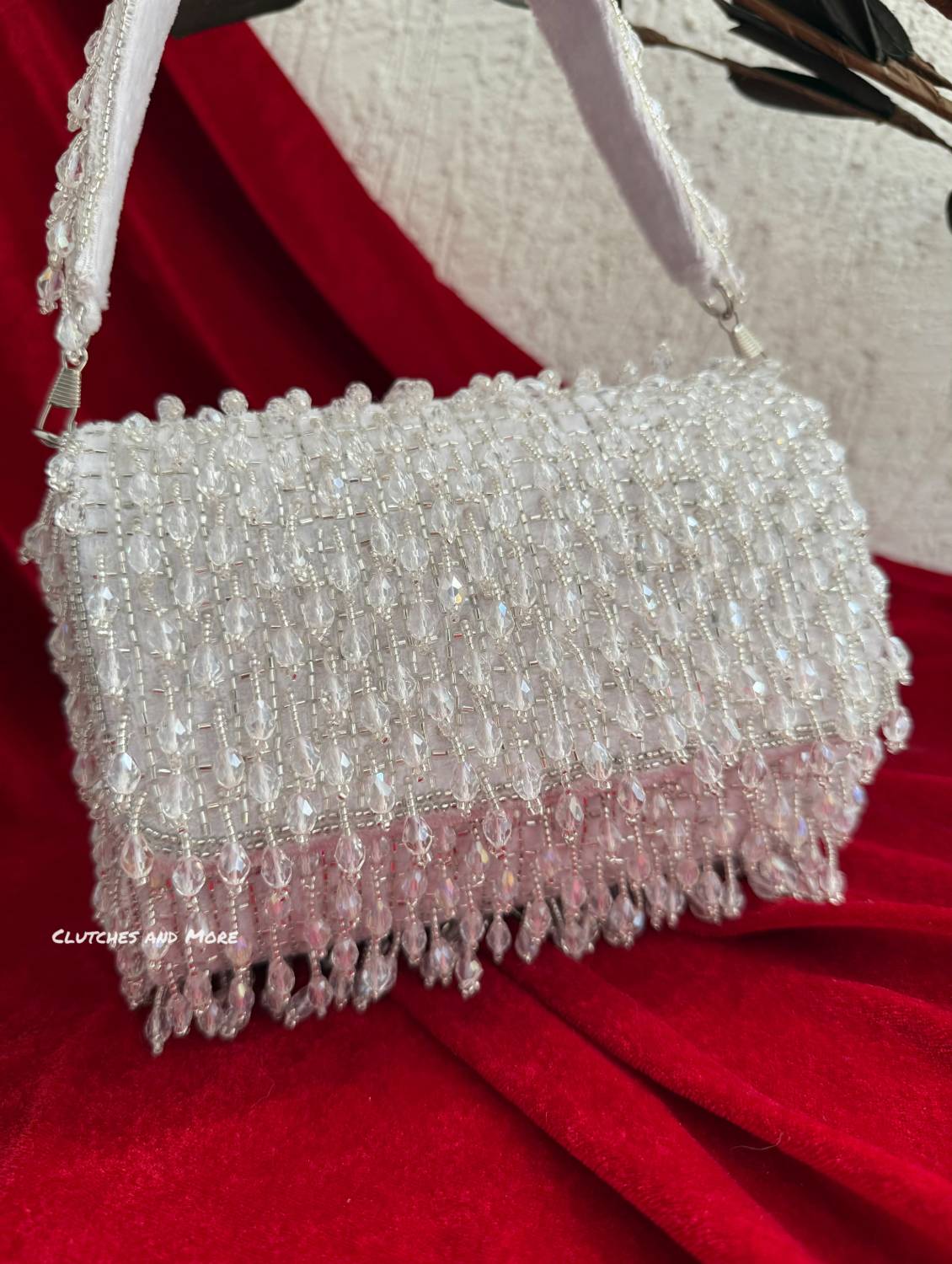 Anamika White Crystal Flap Bag