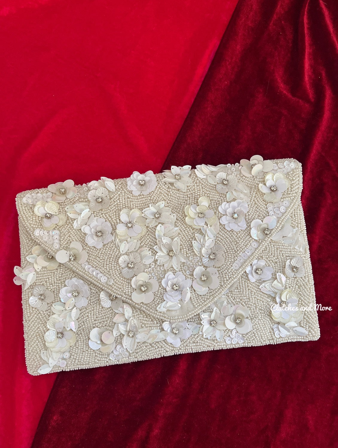 White Floral Envelope Bag