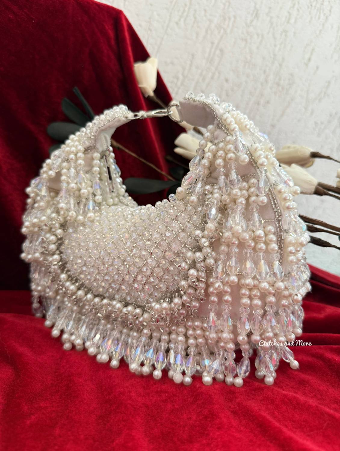 Alice Premium White Crystal Moon Bag