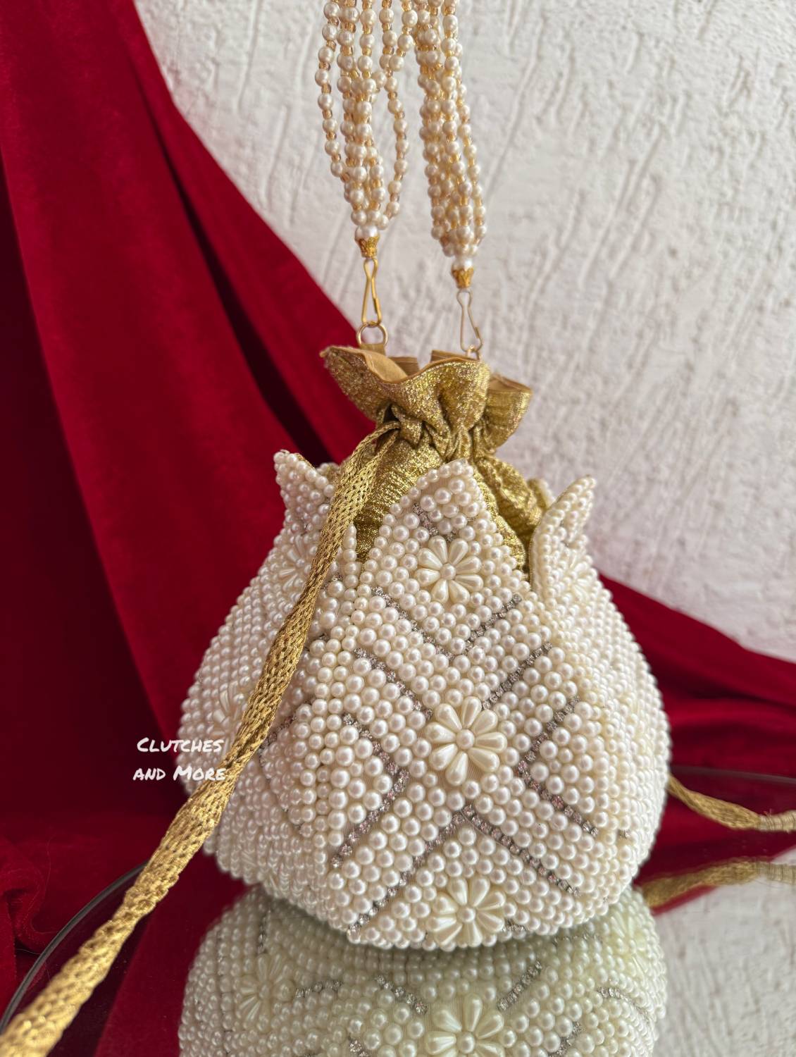 Floral Pearl Lotus Potli