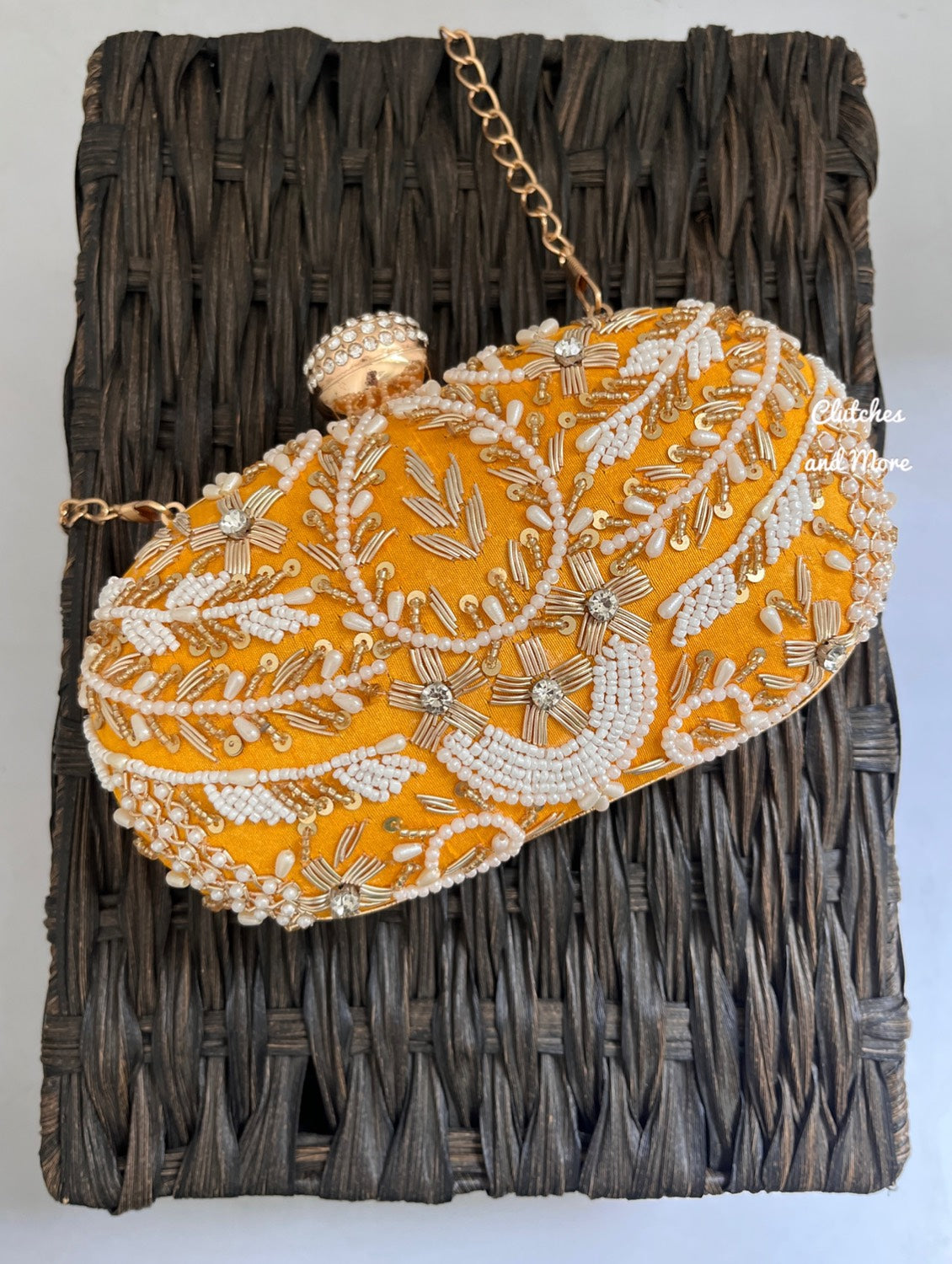 Aarohi Yellow Capsule clutch