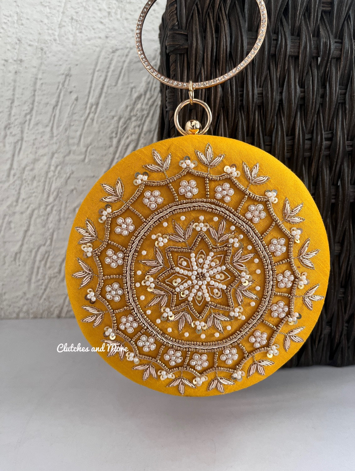 Chakra Yellow Round Clutch
