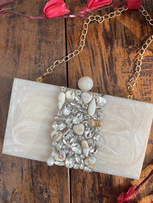Luxe White Resin Clutch