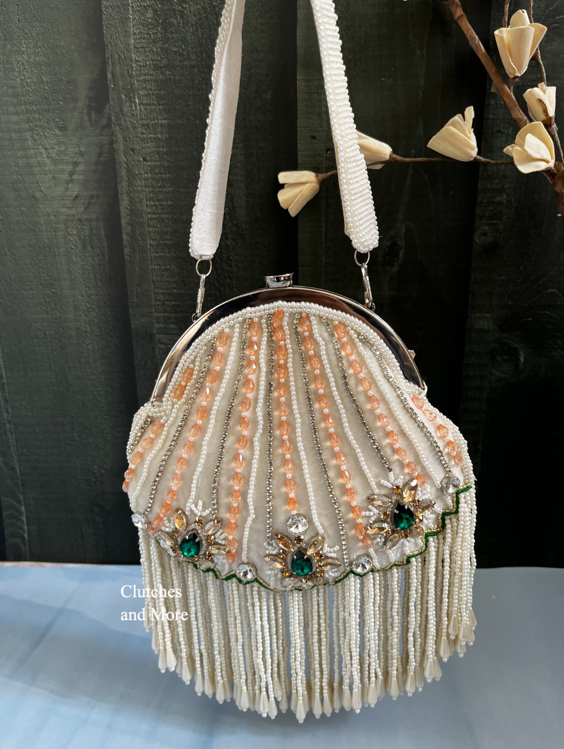 Rimjhim White Stone studded batua Bag