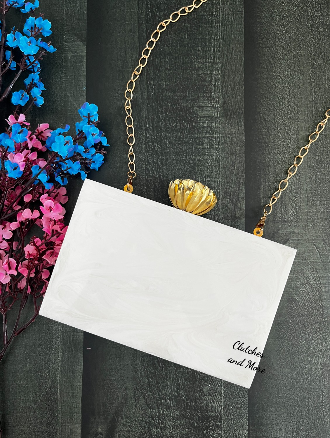 Resin stone studded clutch