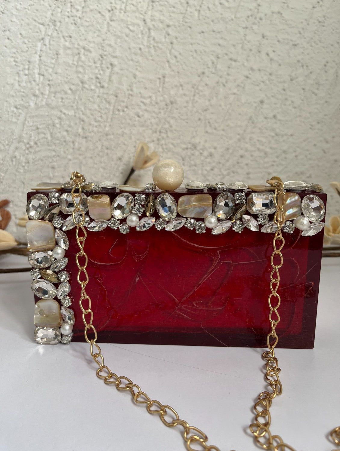 Deep discount red clutch