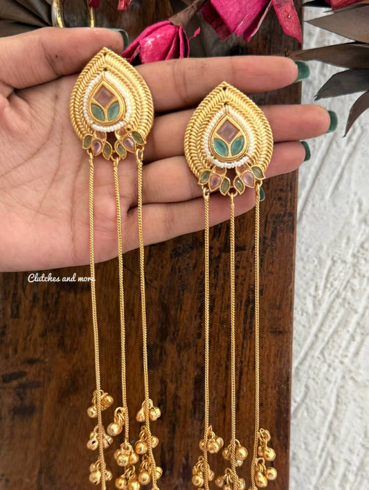 Jhanjhar jhumka Pastel Green Pink