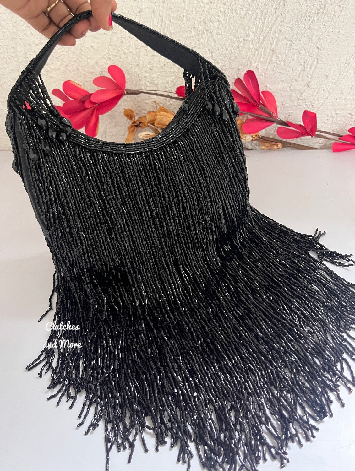 Luxe Moon Fringes Bag Black