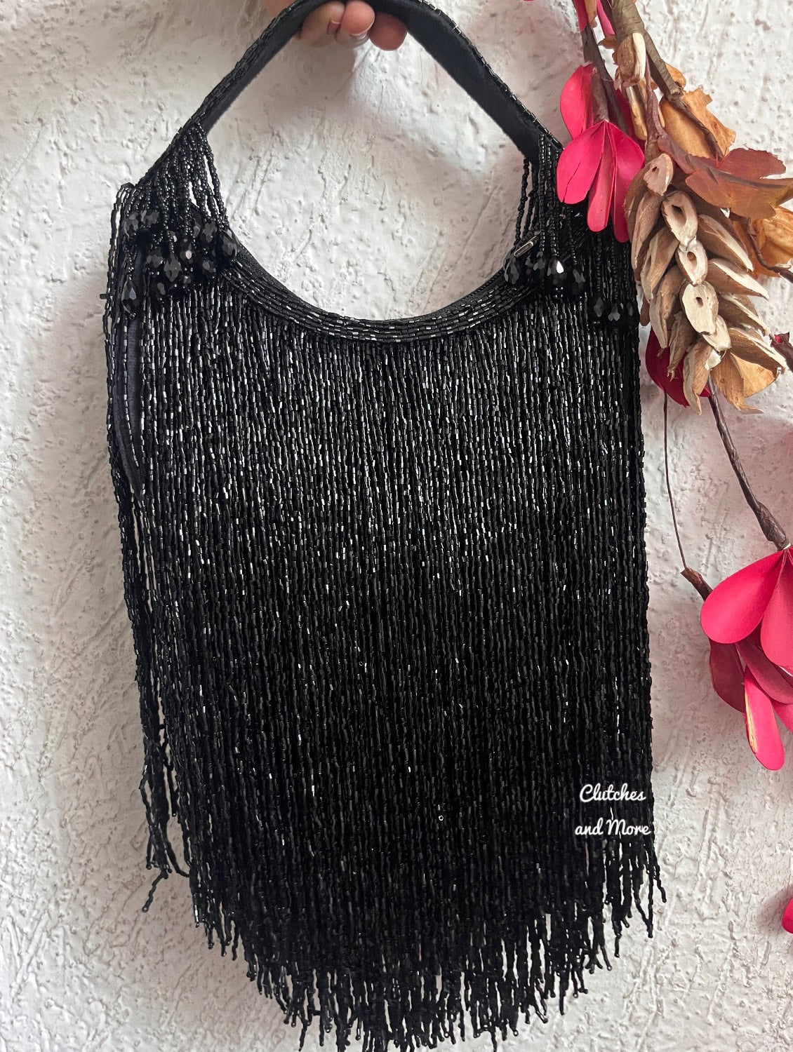 Luxe Moon Fringes Bag Black