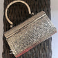 Rectangle Silver Brass Clutch With Handle