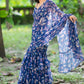 Blue Floral Pre draped saree by Dorie