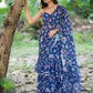 Blue Floral Pre draped saree by Dorie