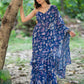 Blue Floral Pre draped saree by Dorie