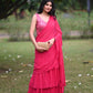 Pink Georgette Pre Draped Saree by Dorie