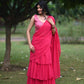 Pink Georgette Pre Draped Saree by Dorie