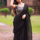 Black Crushed  Ready to Wear Saree Lehenga by Dorie