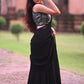 Black Crushed  Ready to Wear Saree Lehenga by Dorie