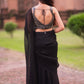 Black Crushed  Ready to Wear Saree Lehenga by Dorie