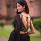 Black Crushed  Ready to Wear Saree Lehenga by Dorie