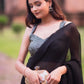 Black Crushed  Ready to Wear Saree Lehenga by Dorie