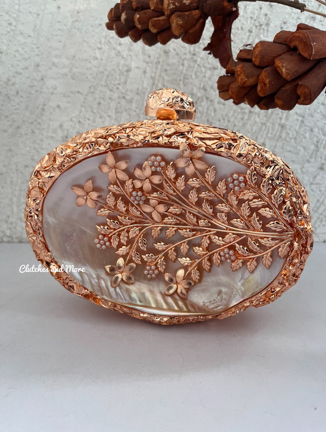 Fiza Mother of pearl luxury clutch Rose Gold