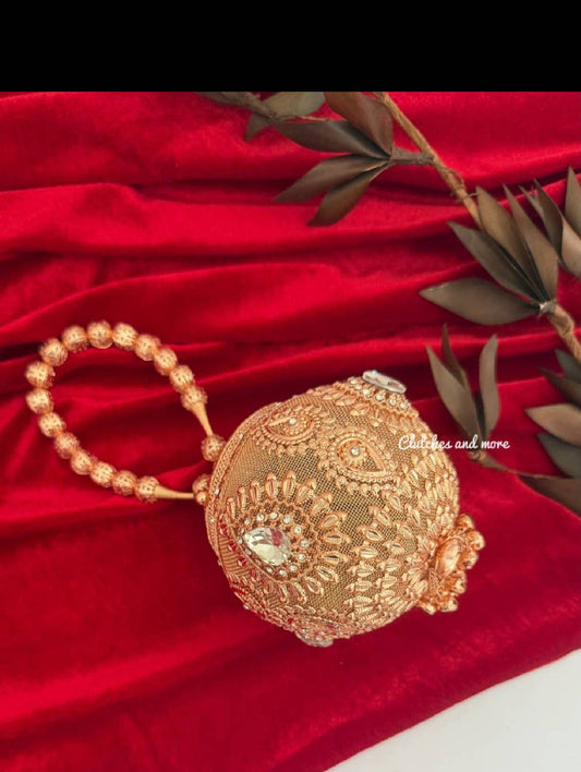 Mini Metal Potli Bag Rose Gold