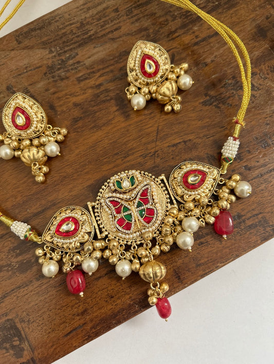 Brass Choker an Earrings Set