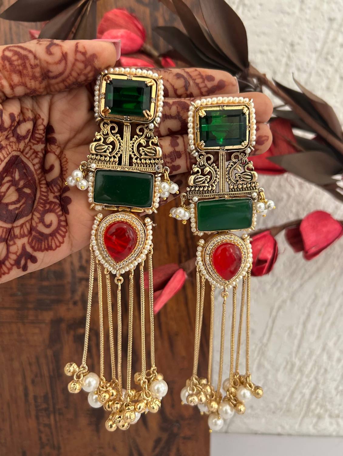 Ira Heritage Earrings Green Red