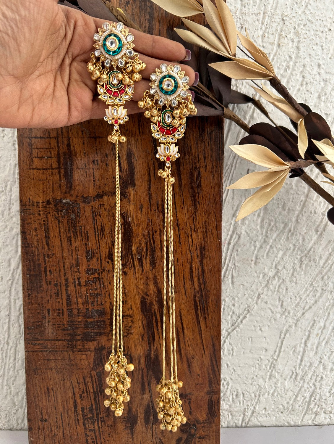 Ira Long Kashmiri Earrings