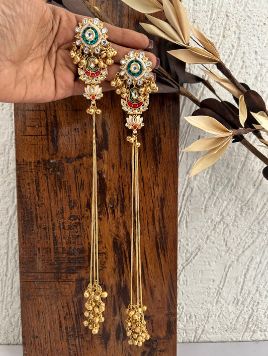 Ira Long Kashmiri Earrings