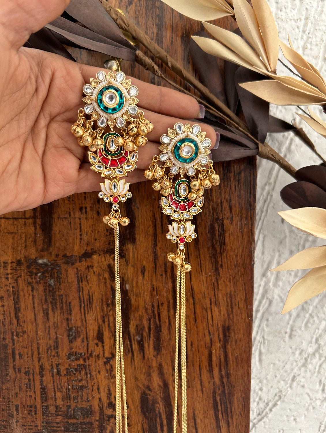 Ira Long Kashmiri Earrings