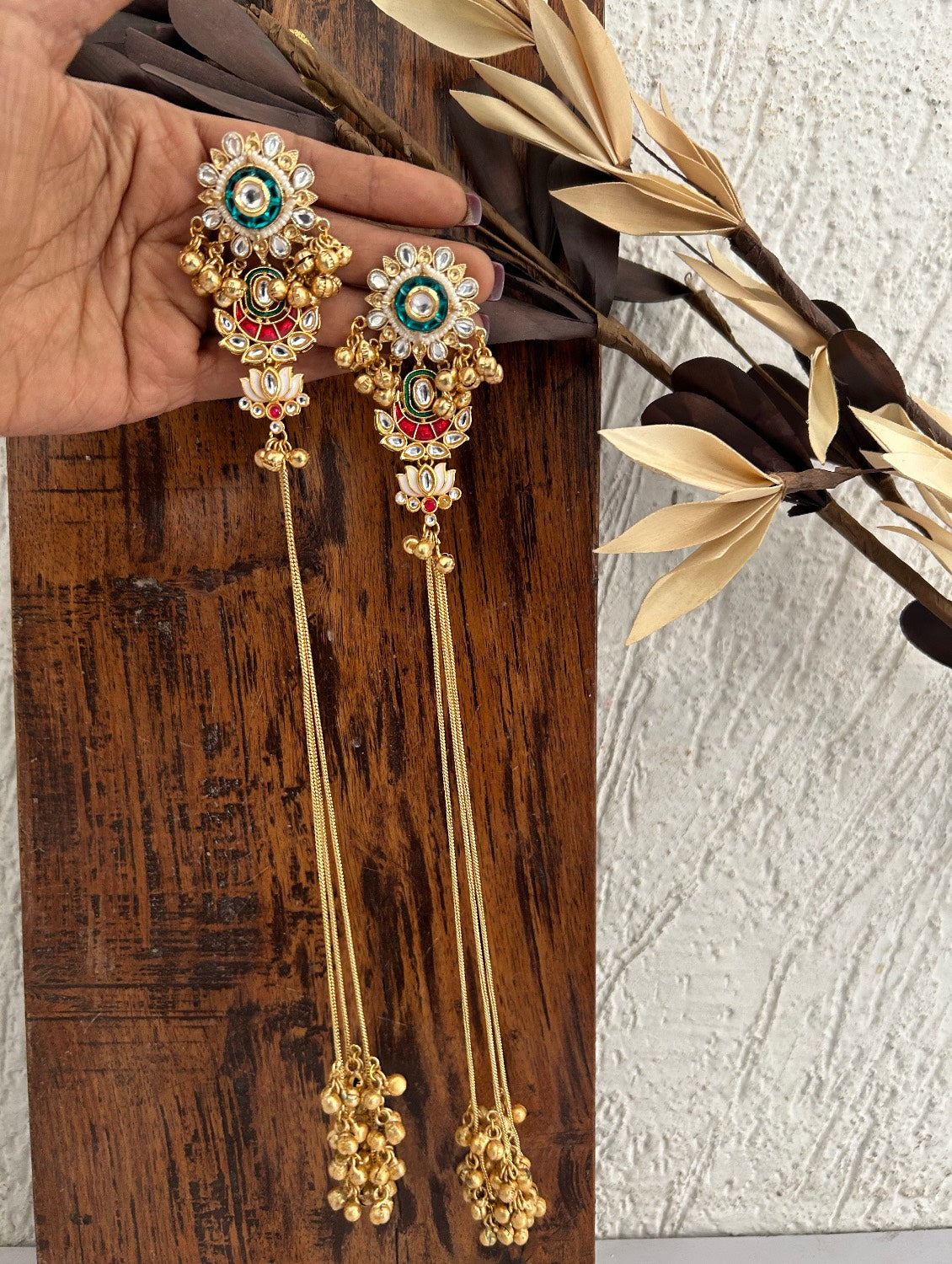 Ira Long Kashmiri Earrings