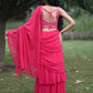 Pink Georgette Pre Draped Saree by Dorie