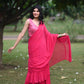 Pink Georgette Pre Draped Saree by Dorie