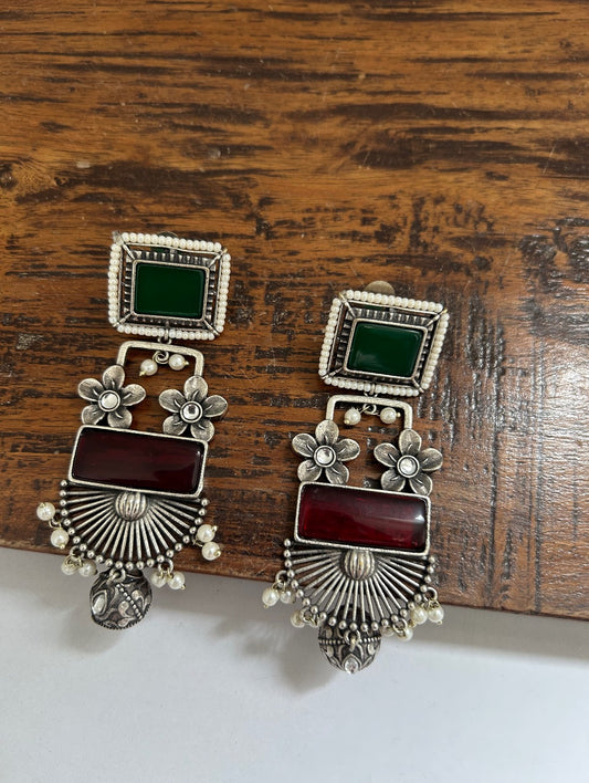 Silver Floral Earrings