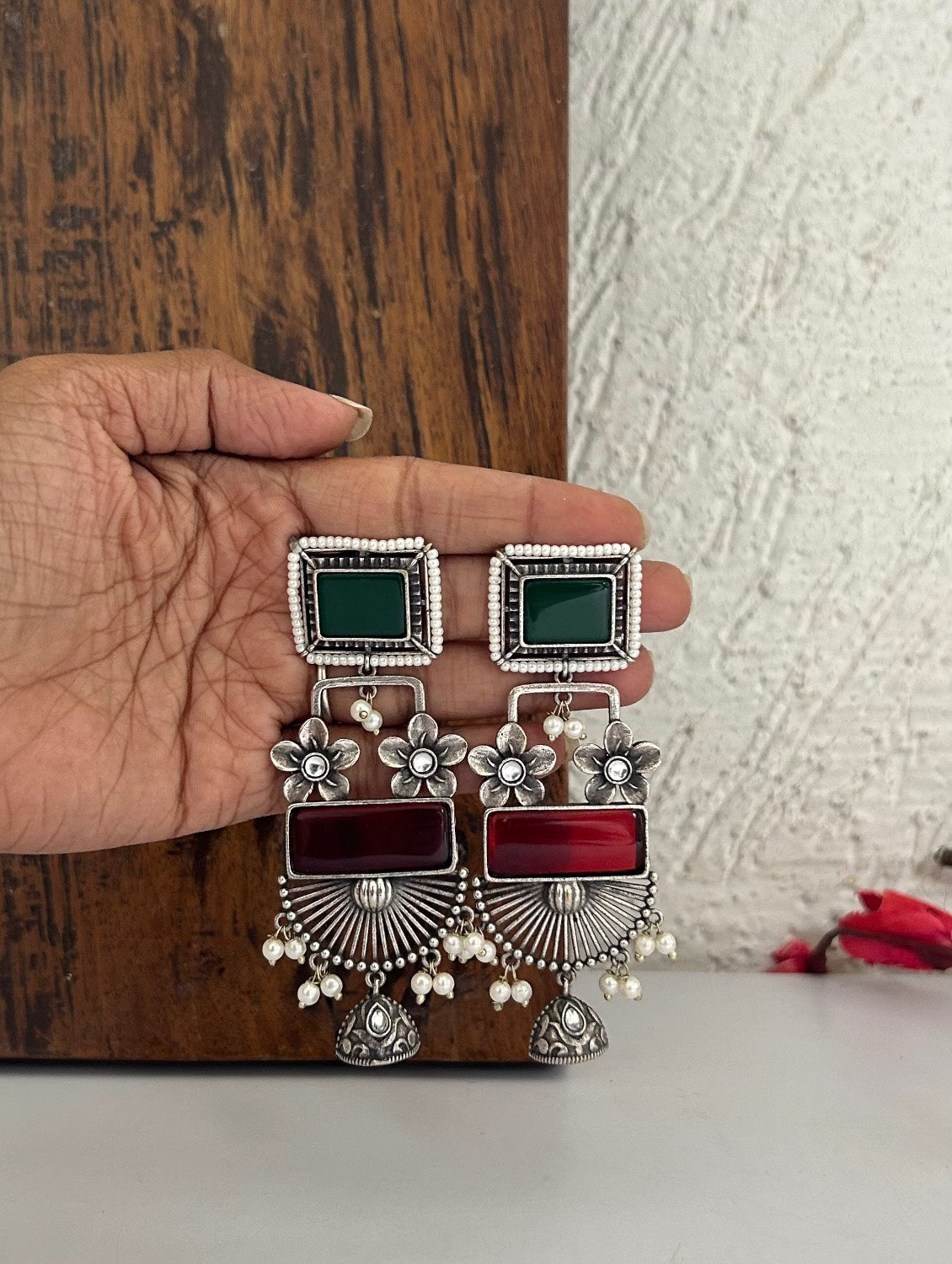 Silver Floral Earrings